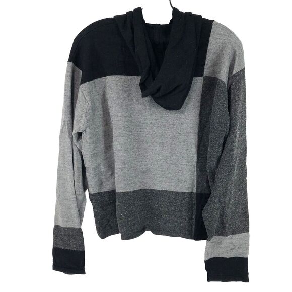 Nina Leonard hoodie sweater women’s large gray black color block cropped - Picture 2 of 8